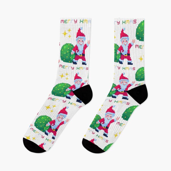 Item preview, Pixel Santa Carrying a Gift Bag – Christmas Illustration designed and sold by iamKRUK.