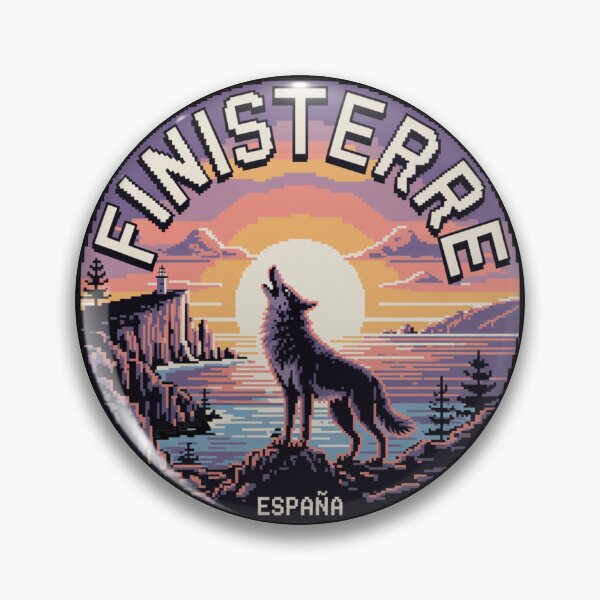 Item preview, Finisterre Spain - Howling Iberian Wolf at Sunset in Pixel Art designed and sold by CircinusStore.