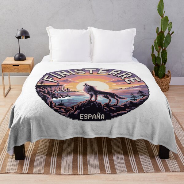 Item preview, Finisterre Spain - Howling Iberian Wolf at Sunset in Pixel Art designed and sold by CircinusStore.