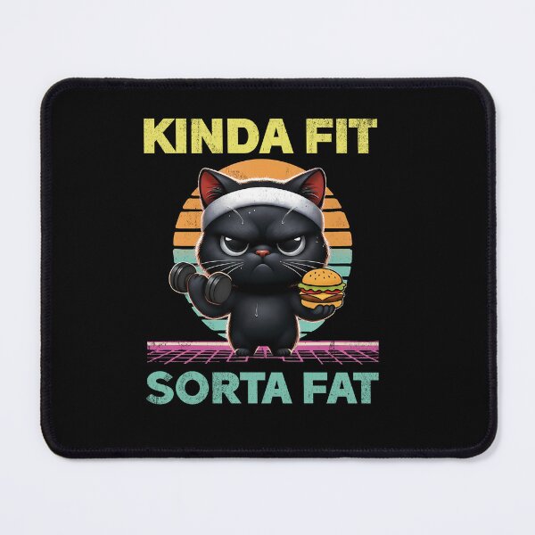 Item preview, Kinda Fit Sorta Fat Workout Cat Tee designed and sold by TinaMDedrick.