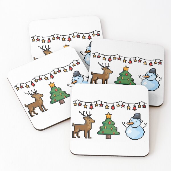 Item preview, Pixel Reindeer, Christmas Tree and Snowman – Cute Holiday Illustration designed and sold by iamKRUK.
