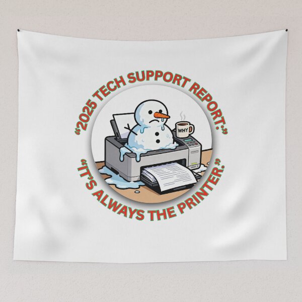 Item preview, Tech Support Christmas Gift – 2025 Printer Meltdown Funny Office Humor Sticker designed and sold by MskynextDigitalstudio.