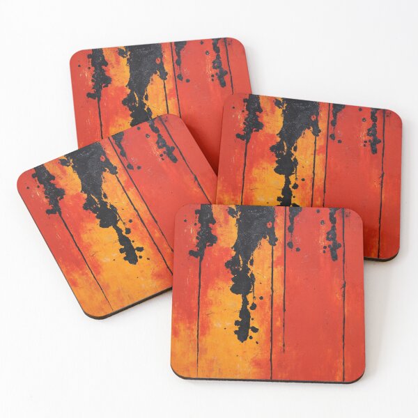 Item preview, Vivid Black Drips on Red and Orange designed and sold by lautir.