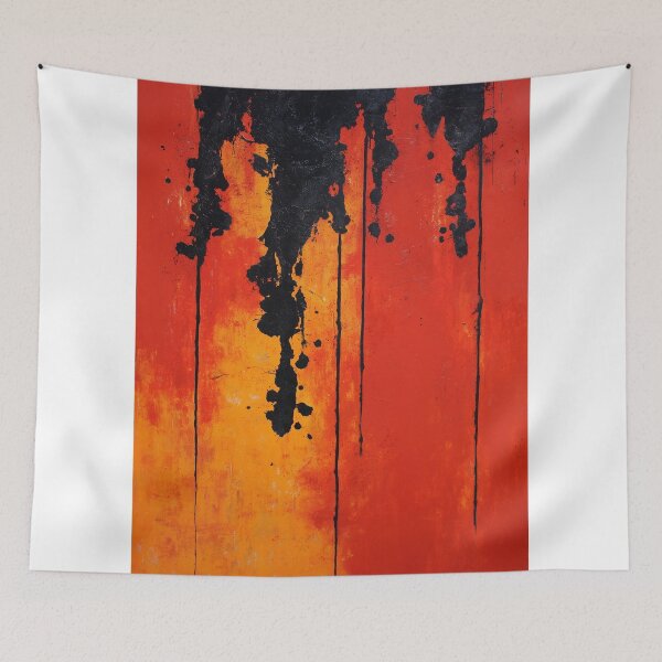 Item preview, Vivid Black Drips on Red and Orange designed and sold by lautir.