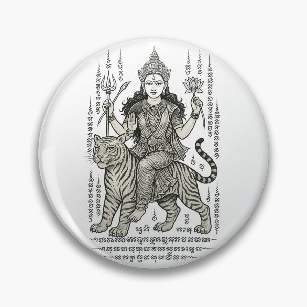 Item preview, Durga on Sacred Tiger Yantra – Divine Power & Protection designed and sold by Sksticker991.