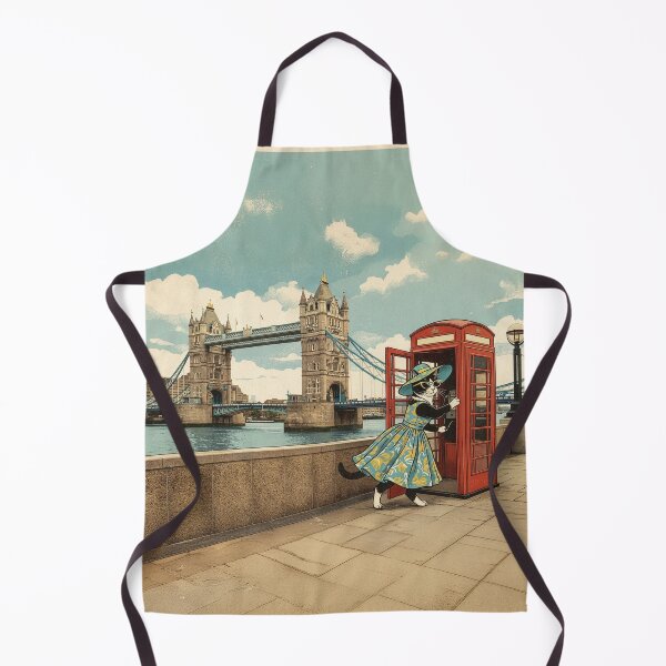 Item preview, Retro 50s London Cat – Tower Bridge & Vintage Phone Booth designed and sold by Koimak.