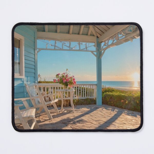 Item preview, Light Blue Beach Cottage with Ocean Horizon Garden designed and sold by BlareBlare.