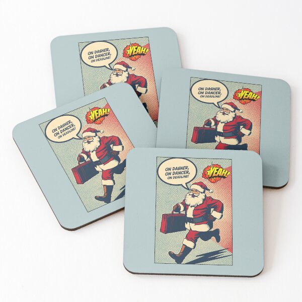Item preview, Santa’s  on a deadline  ver 4– Funny Christmas Pop Art Cartoon Design designed and sold by mndesignworx.