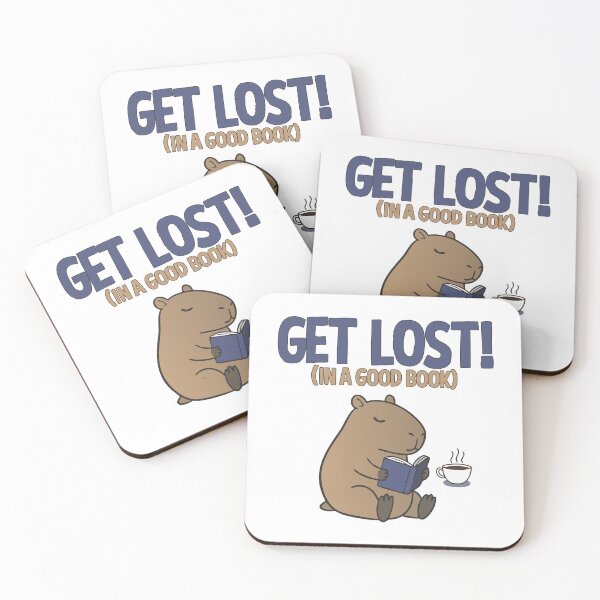 Item preview, Get Lost In A Good Book Capybara Reading with Coffee designed and sold by Steele-Art.