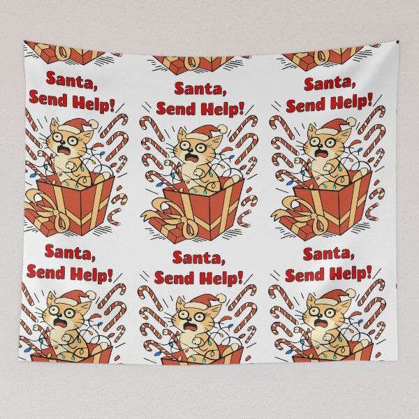 Item preview, “Santa, Send Help!”- A cat in a gift box from Felia designed and sold by Felia001.