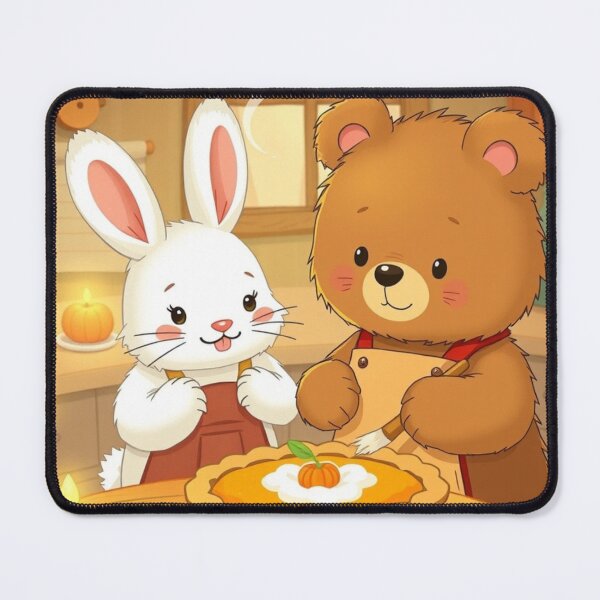 Item preview, Cute Bear & Bunny Baking Pumpkin Pie – Kawaii Autumn Kitchen T-Shirt designed and sold by ArmaanArts.