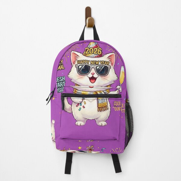 Item preview, Happy New Year 2026 Party Cat | Cool Kitten with Champagne & Glasses designed and sold by E-SarnEdge.
