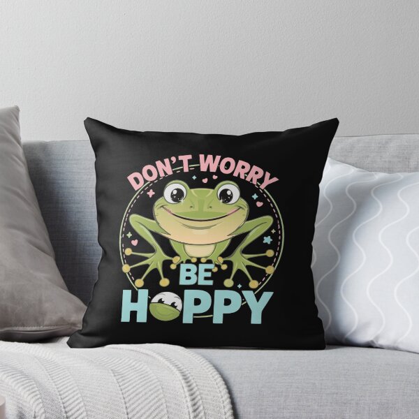 Item preview, Don't Worry Be Hoppy Cute and Happy Frog Motivational Quote  designed and sold by Steele-Art.