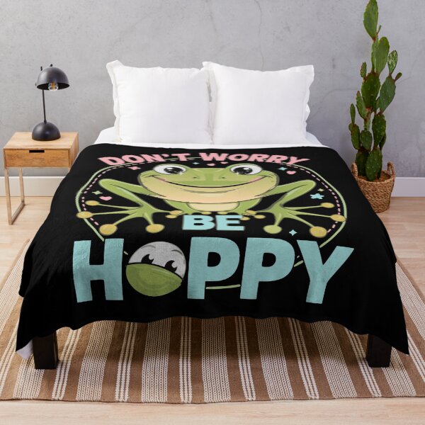 Item preview, Don't Worry Be Hoppy Cute and Happy Frog Motivational Quote designed and sold by Steele-Art.