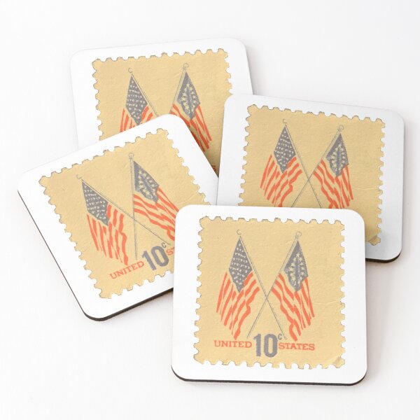 Item preview, Vintage USA Twin Flags 10c Postage Stamp designed and sold by red-amber65.