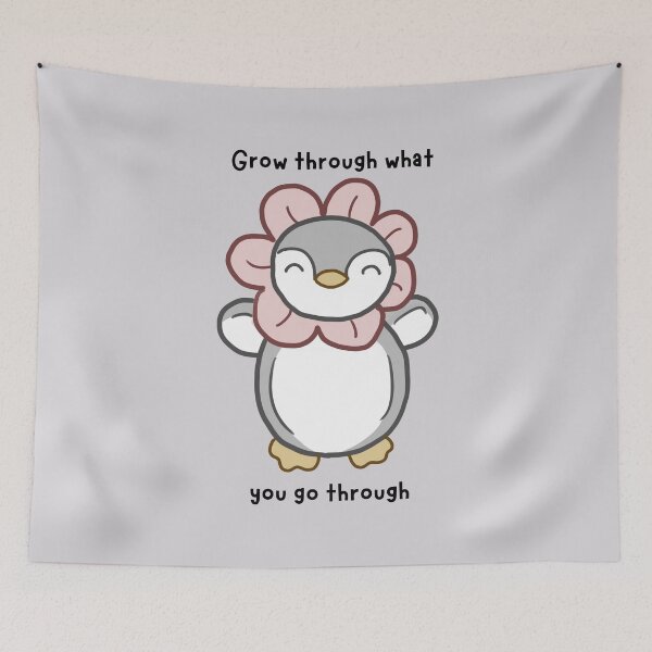 Item preview, Grow through what you got through cute penguin | mental health/ trauma positive affirmation designed and sold by NeurodiverseTea.