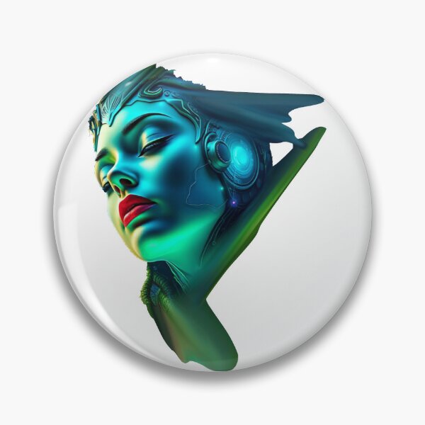 Item preview, Cyber Femme – Futuristic Android Portrait in Neon Blue designed and sold by mayarelshukairi.