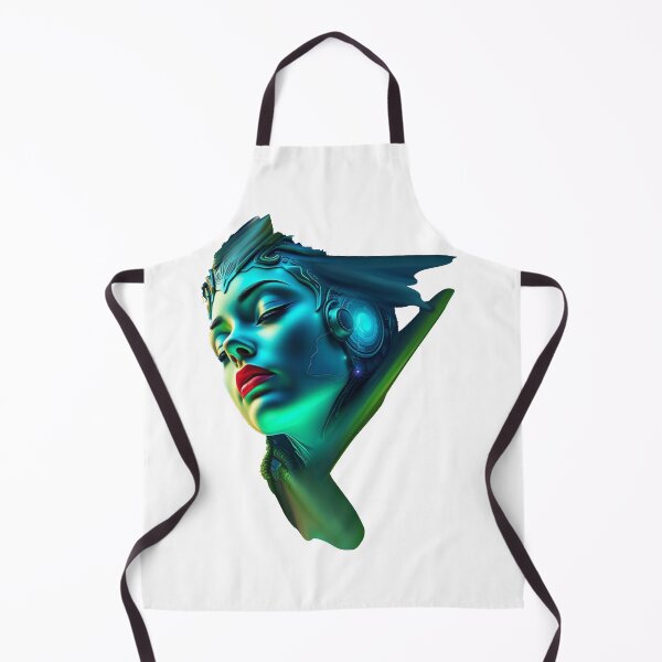 Item preview, Cyber Femme – Futuristic Android Portrait in Neon Blue designed and sold by mayarelshukairi.