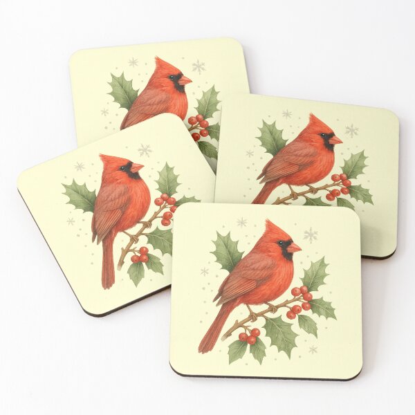 Item preview, Red Cardinal Winter Holly - Christmas Bird Lover Gift designed and sold by PunchDrop.