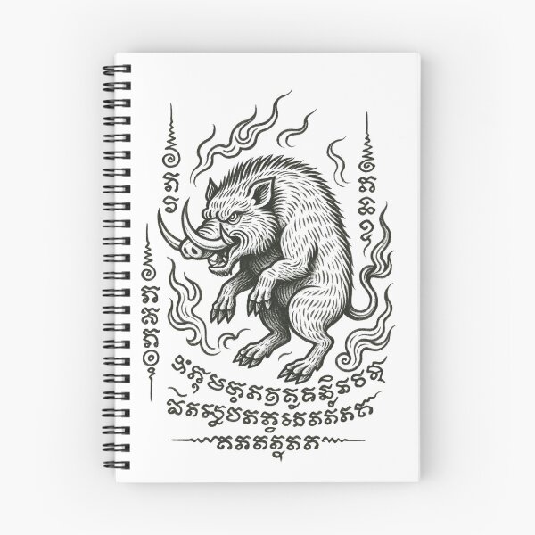 Item preview, Wild Boar Yantra – Fierce Thai Protective Tattoo Illustration designed and sold by Sksticker991.