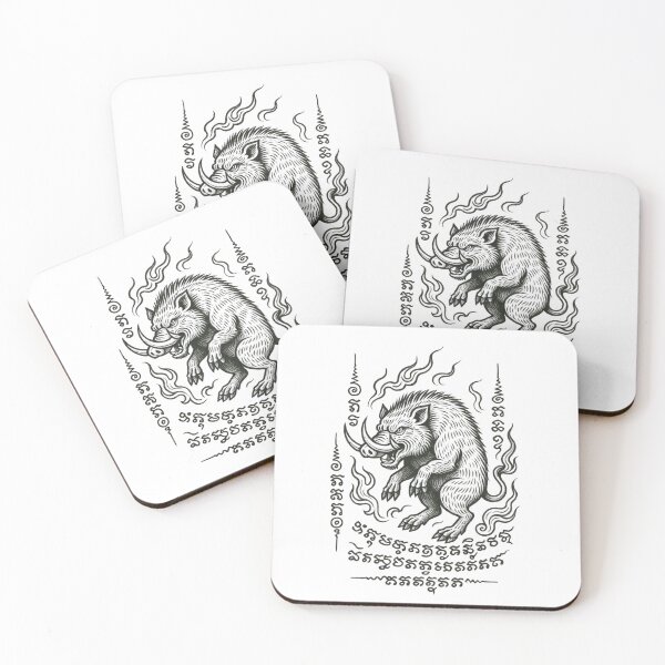 Item preview, Wild Boar Yantra – Fierce Thai Protective Tattoo Illustration designed and sold by Sksticker991.