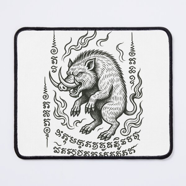 Item preview, Wild Boar Yantra – Fierce Thai Protective Tattoo Illustration designed and sold by Sksticker991.
