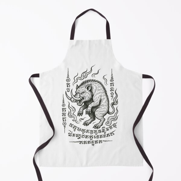 Item preview, Wild Boar Yantra – Fierce Thai Protective Tattoo Illustration designed and sold by Sksticker991.