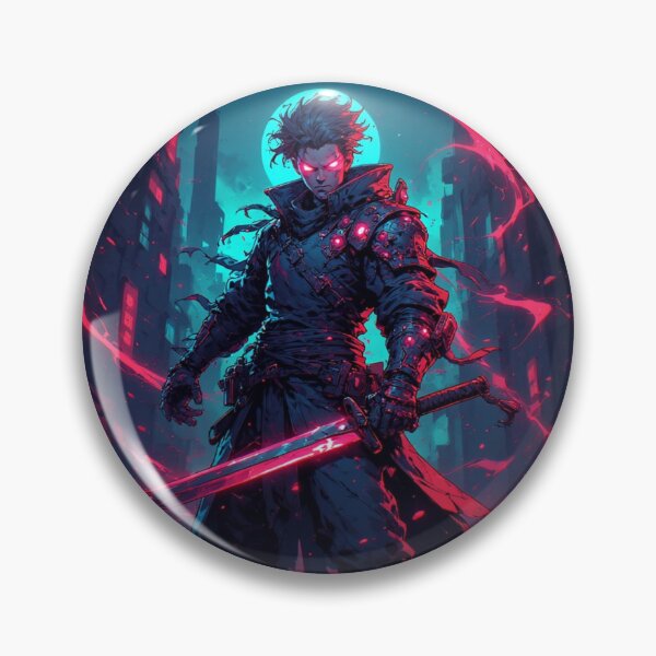 Item preview, Dark Cyberpunk Warrior with Katana in the Night City designed and sold by SweetRossel.