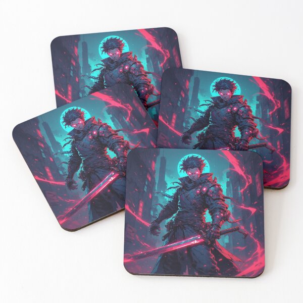Item preview, Dark Cyberpunk Warrior with Katana in the Night City designed and sold by SweetRossel.