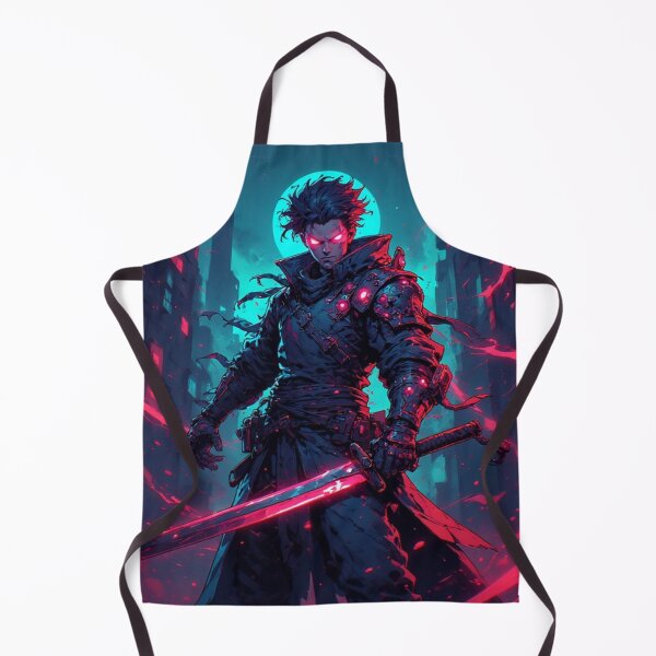 Item preview, Dark Cyberpunk Warrior with Katana in the Night City designed and sold by SweetRossel.