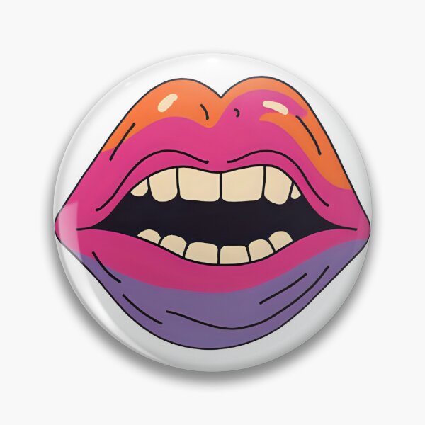 Item preview, Colorful Lip Art Illustration of a Big Open Mouth with Bright Teeth on Black Background designed and sold by KanDa-Shop.