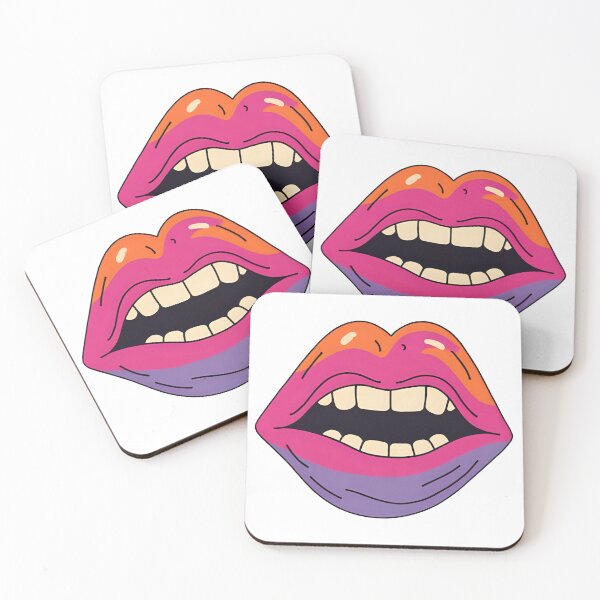 Item preview, Colorful Lip Art Illustration of a Big Open Mouth with Bright Teeth on Black Background designed and sold by KanDa-Shop.