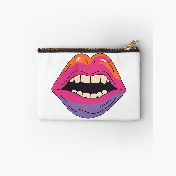Item preview, Colorful Lip Art Illustration of a Big Open Mouth with Bright Teeth on Black Background designed and sold by KanDa-Shop.