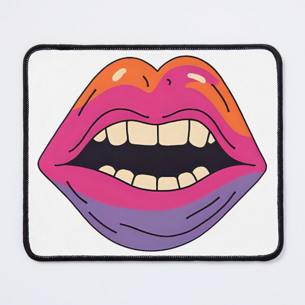 Item preview, Colorful Lip Art Illustration of a Big Open Mouth with Bright Teeth on Black Background designed and sold by KanDa-Shop.