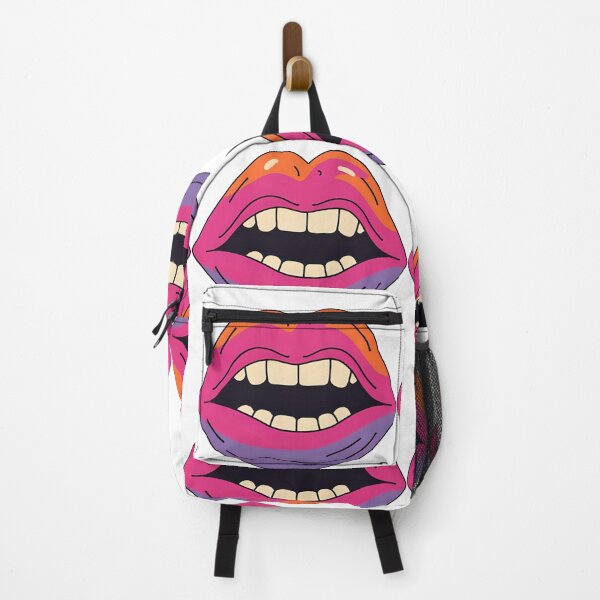 Item preview, Colorful Lip Art Illustration of a Big Open Mouth with Bright Teeth on Black Background designed and sold by KanDa-Shop.