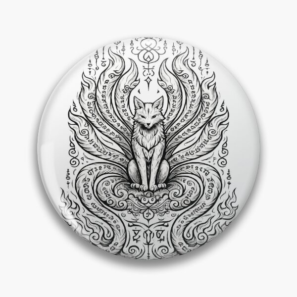 Item preview, Mystic Fox Yantra – Sacred Thai Tattoo Style Illustration designed and sold by Sksticker991.