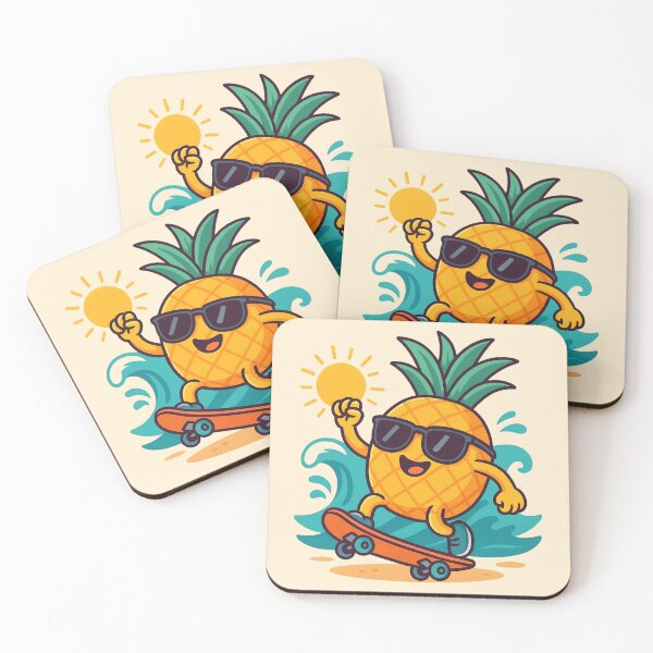 Item preview, Cool Surfing Pineapple Skater in Sunglasses | Tropical Summer Vibe designed and sold by KiddoCavePrints.