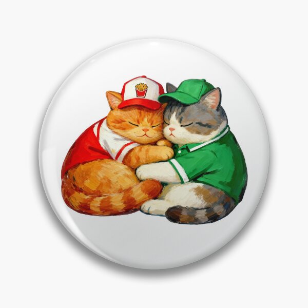 Item preview, Fast Food Rivals Napping Together - Cute Cat Employees designed and sold by Meow Gogh Painter Studio.