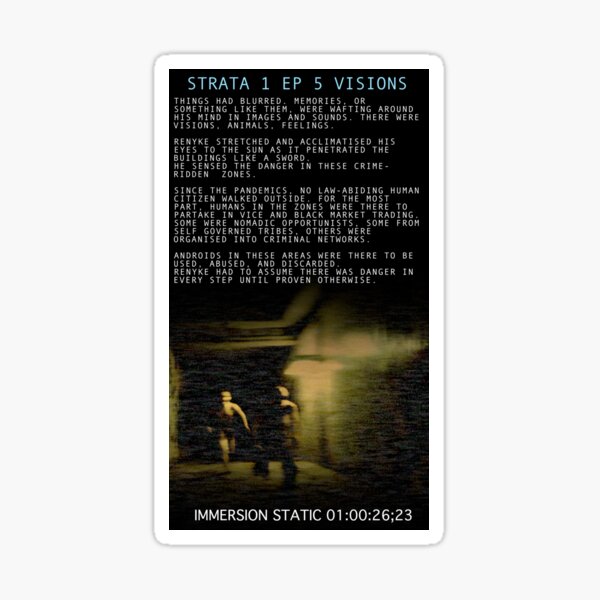 Immersion Static – Strata 1 Ep 5 Visions (Analogue Surveillance Poster with text)  Sticker