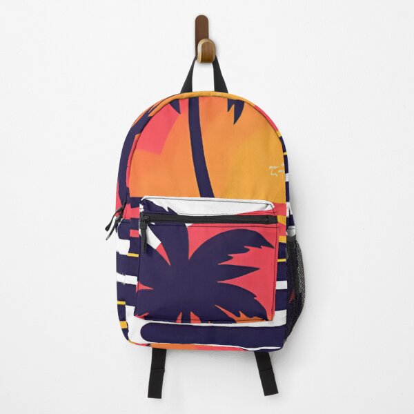 Item preview, Vibrant Sunset Palm Tree Scene In Circular Silhouette With Neon Colors For Tropical Beach Mood designed and sold by KanDa-Shop.