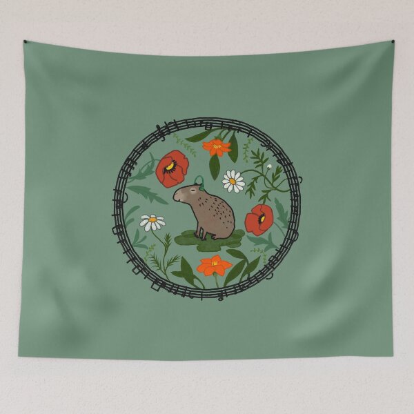 Item preview, Capybara Lo-Fi Vibes – Chill Beats and Floral Feels designed and sold by AmisArt.
