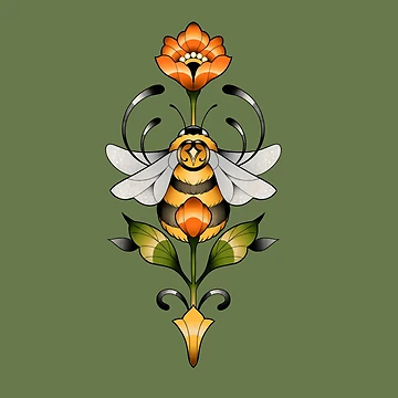 Artwork thumbnail, Neotraditional bee by Missty design