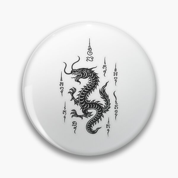 Item preview, Sacred Dragon Yantra – Thai Mystical Tattoo Style Illustration designed and sold by Sksticker991.