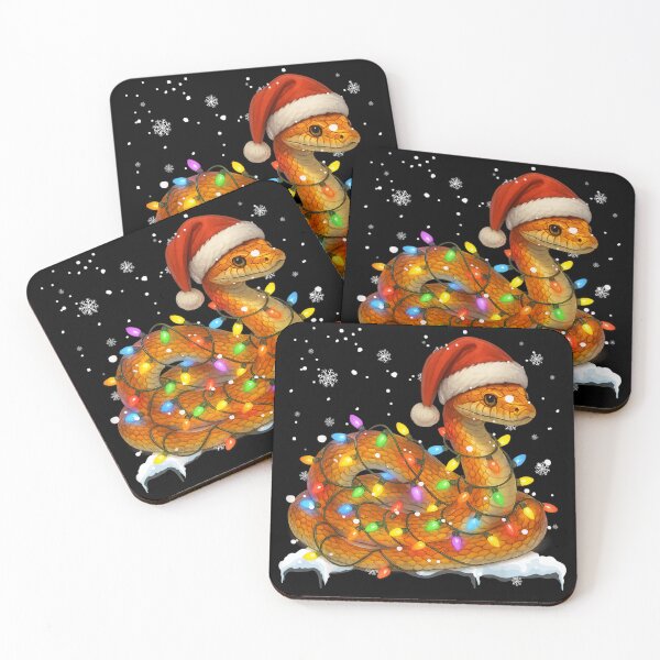 Item preview, Cute Snake Wrapped in Christmas Lights Santa Hat Winter Reptile designed and sold by Serene woods.