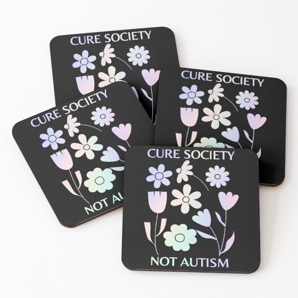 Item preview, "Cure society, not autism" pastel flower design | actually autistic, audhd, neurodivergent designed and sold by NeurodiverseTea.