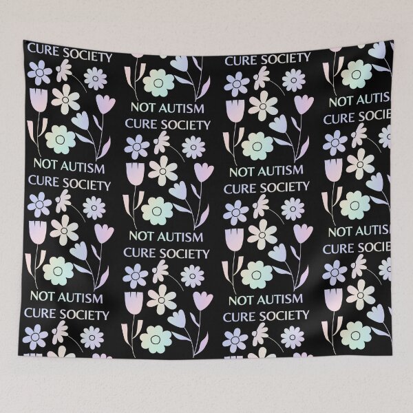 Item preview, "Cure society, not autism" pastel flower design | actually autistic, audhd, neurodivergent designed and sold by NeurodiverseTea.