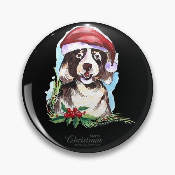 Item preview, Watercolor Christmas Dog Merry Christmas Watercolor Dog - Happy New Year Puppy Santa Hat - Holiday Gift designed and sold by ChaosCoffee.