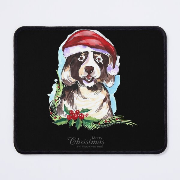 Item preview, Watercolor Christmas Dog Merry Christmas Watercolor Dog - Happy New Year Puppy Santa Hat - Holiday Gift designed and sold by ChaosCoffee.