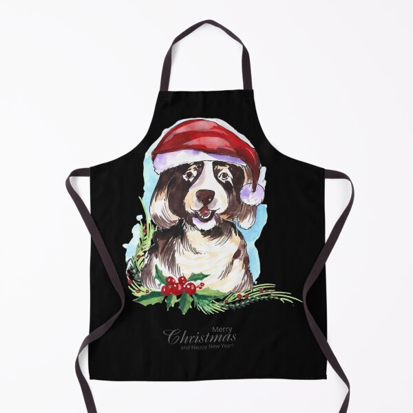 Item preview, Watercolor Christmas Dog Merry Christmas Watercolor Dog - Happy New Year Puppy Santa Hat - Holiday Gift designed and sold by ChaosCoffee.