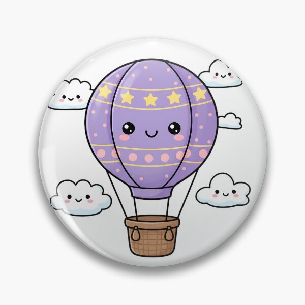 Item preview, A Cute and Dreamy Purple Hot Air Balloon Character designed and sold by KiddoCavePrints.